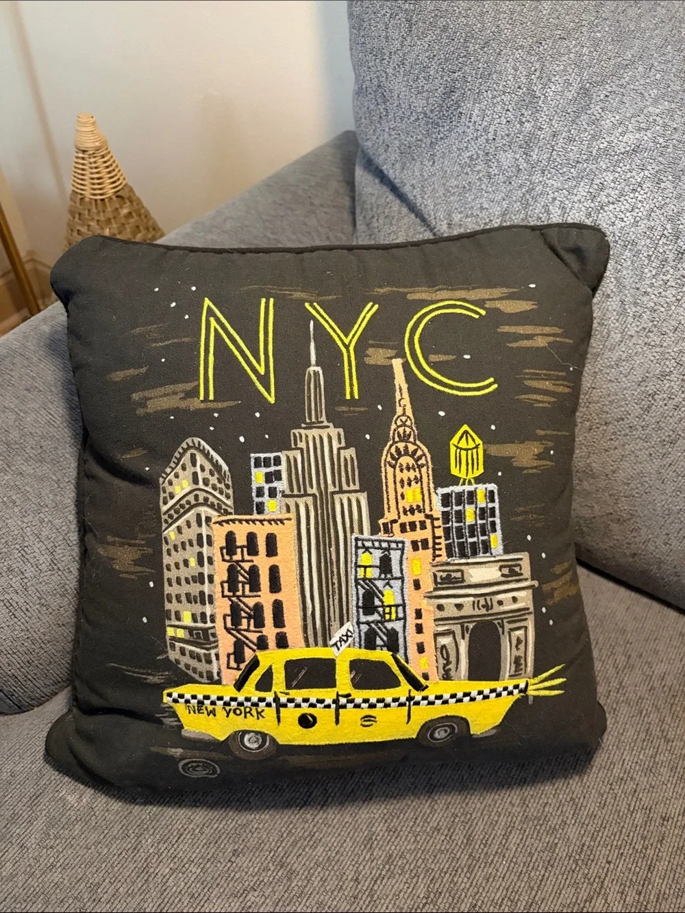 Rifle Paper Co. Black Pillow Cover with Gold Zipper Accent